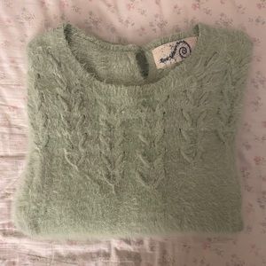 Anthropologie green fuzzy sweater.